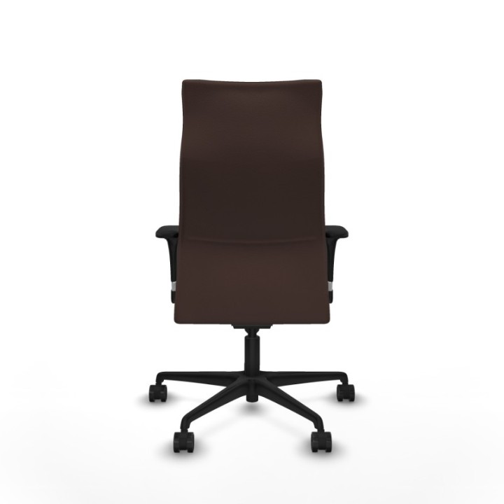 Albacete dirección sincro similpiel marrón oscuro brazos 1D cromados base nailon ruedas 65 nailon