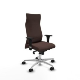 Albacete dirección sincro similpiel marrón oscuro brazos 1D cromados base aluminio ruedas 65 nailon