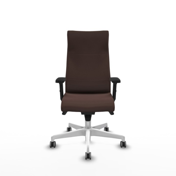 Albacete dirección sincro similpiel marrón oscuro brazos 2D base blanca ruedas 65 engomadas