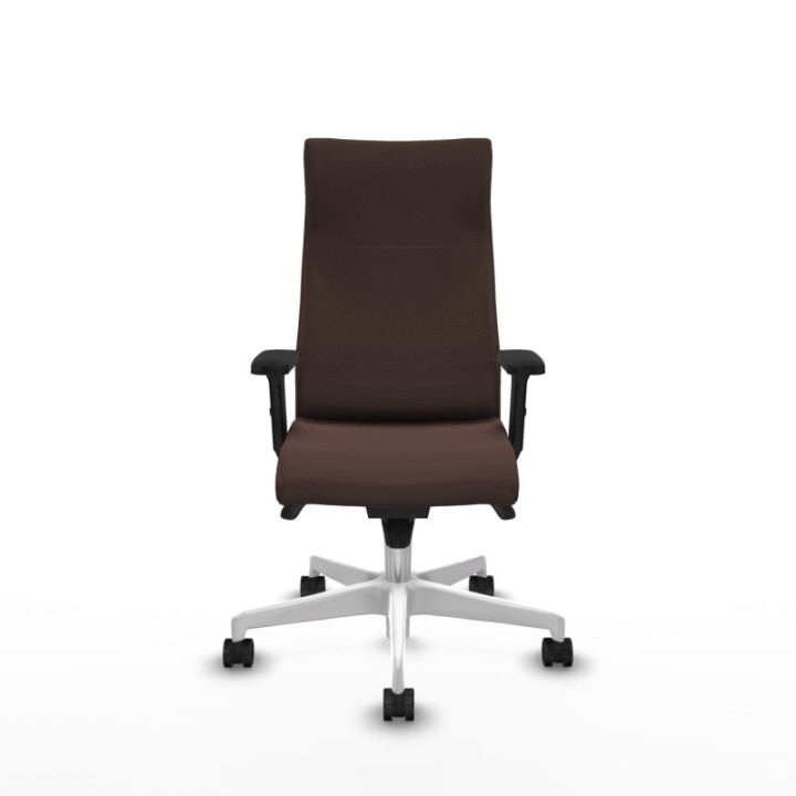 Albacete dirección sincro similpiel marrón oscuro brazos 2D base blanca ruedas 65 nailon