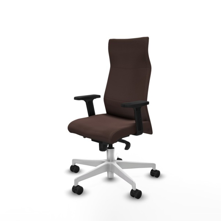 Albacete dirección sincro similpiel marrón oscuro brazos 2D base blanca ruedas 65 nailon