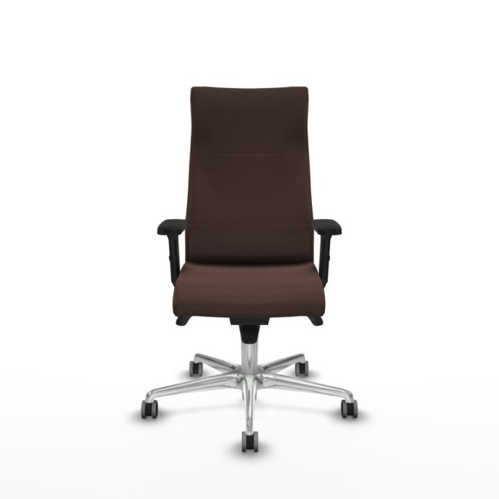 Albacete dirección sincro similpiel marrón oscuro brazos 2D base aluminio ruedas 65 engomadas