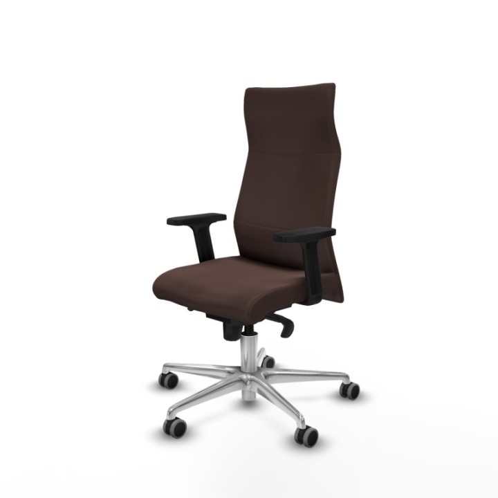 Albacete dirección sincro similpiel marrón oscuro brazos 2D base aluminio ruedas 65 engomadas