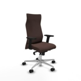 Albacete dirección sincro similpiel marrón oscuro brazos 2D base aluminio ruedas 65 nailon