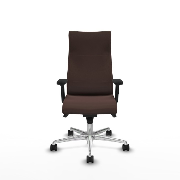 Albacete dirección sincro similpiel marrón oscuro brazos 2D base aluminio ruedas 65 nailon