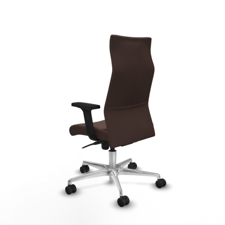 Albacete dirección sincro similpiel marrón oscuro brazos 2D base aluminio ruedas 65 nailon