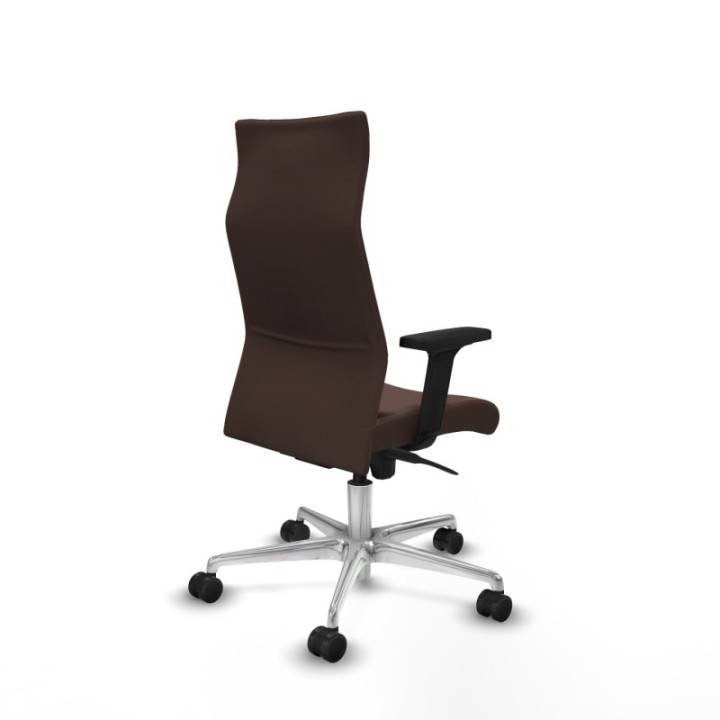 Albacete dirección sincro similpiel marrón oscuro brazos 2D base aluminio ruedas 65 nailon