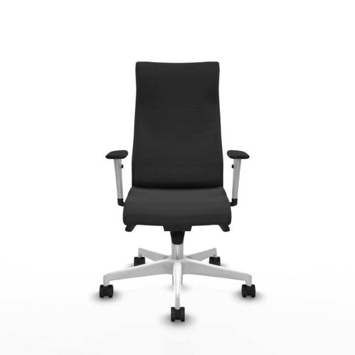 Albacete dirección sincro similpiel gris oscuro brazos 1D blancos base blanca ruedas 65 nailon