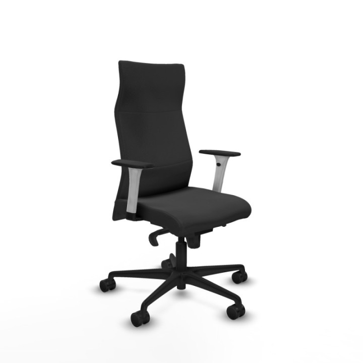 Albacete dirección sincro similpiel gris oscuro brazos 1D blancos base nailon ruedas 65 nailon