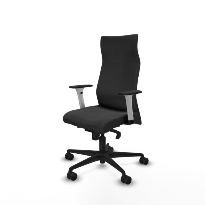 Albacete dirección sincro similpiel gris oscuro brazos 1D blancos base nailon ruedas 65 nailon