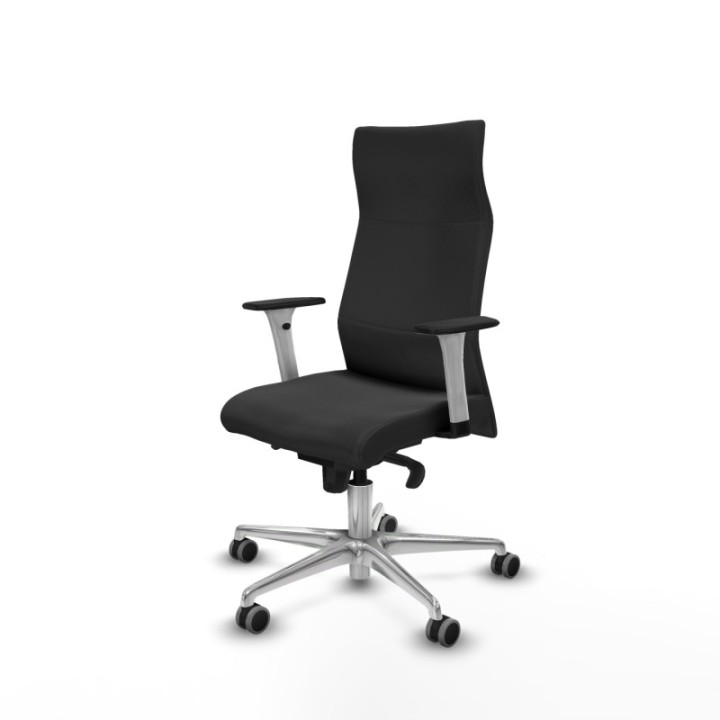 Albacete dirección sincro similpiel gris oscuro brazos 1D blancos base aluminio ruedas 65 engomadas