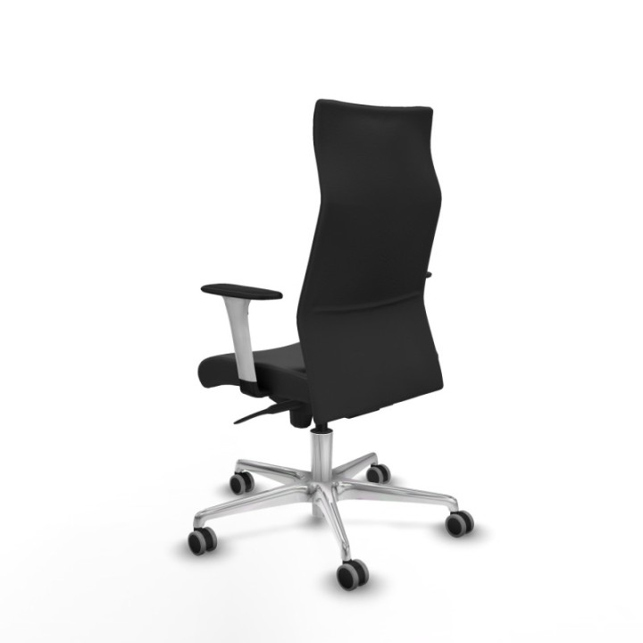 Albacete dirección sincro similpiel gris oscuro brazos 1D blancos base aluminio ruedas 65 engomadas