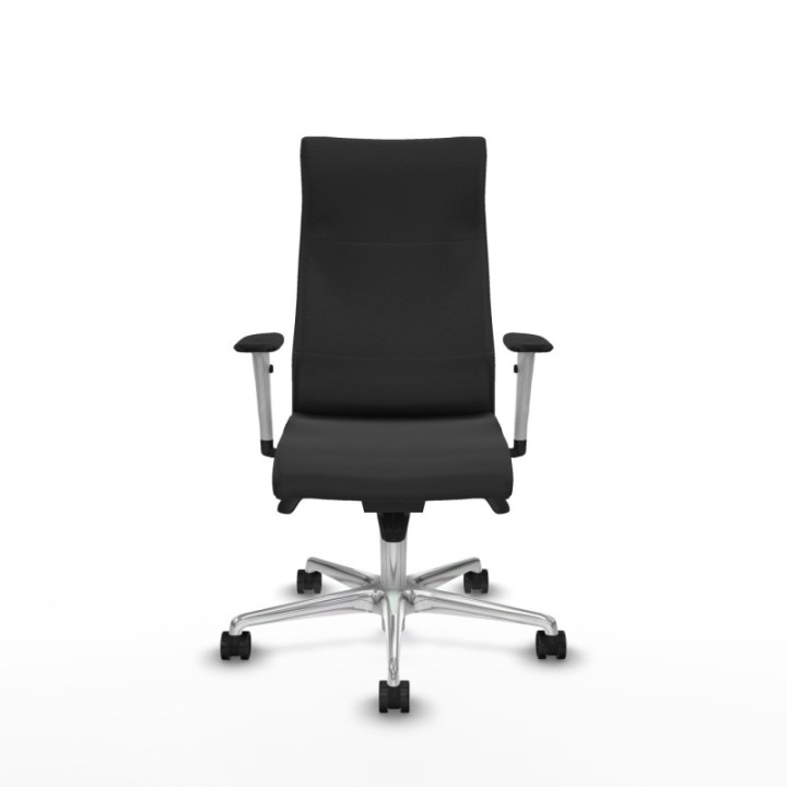 Albacete dirección sincro similpiel gris oscuro brazos 1D blancos base aluminio ruedas 65 nailon