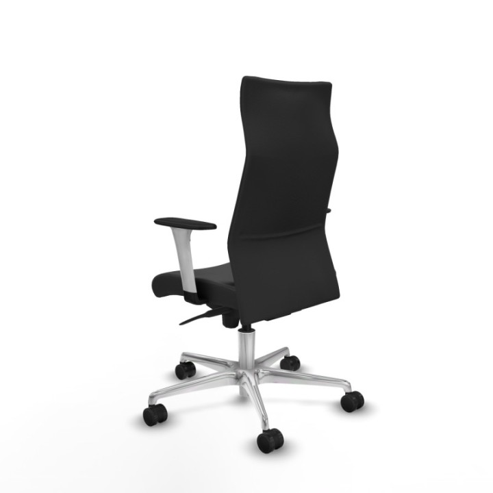 Albacete dirección sincro similpiel gris oscuro brazos 1D blancos base aluminio ruedas 65 nailon