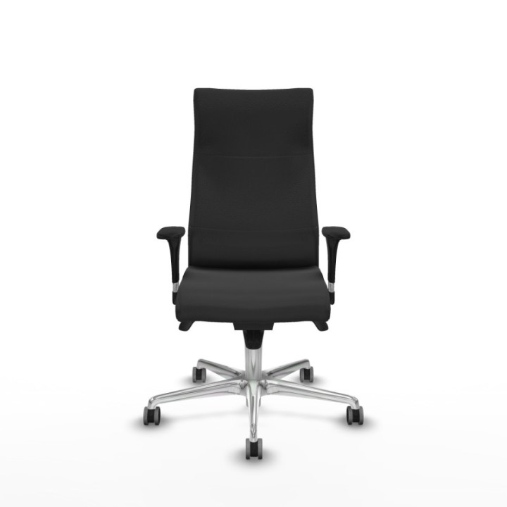 Albacete dirección sincro similpiel gris oscuro brazos 1D cromados base aluminio ruedas 65 engomadas