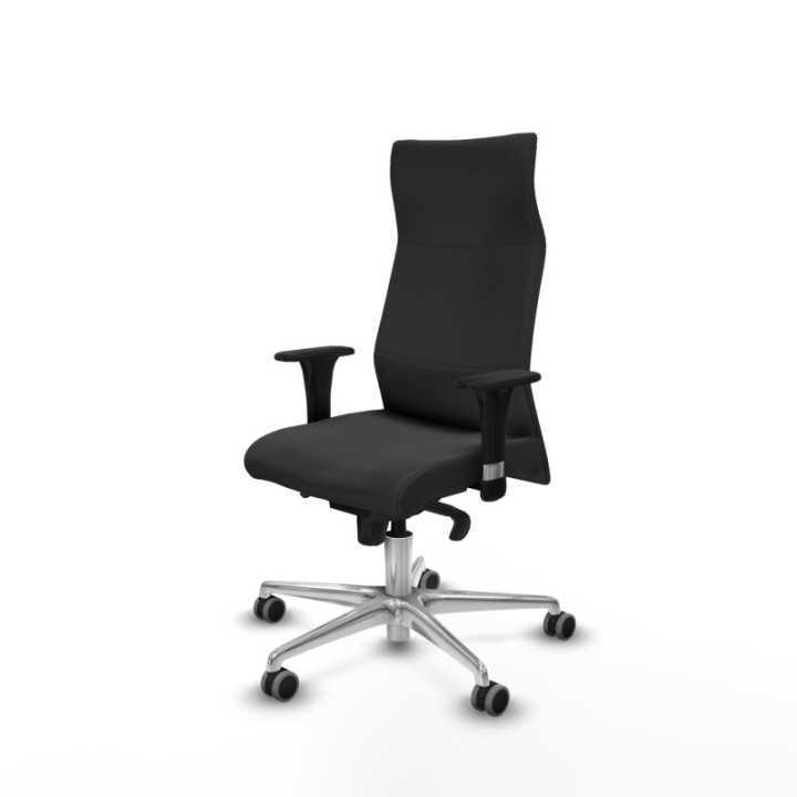 Albacete dirección sincro similpiel gris oscuro brazos 1D cromados base aluminio ruedas 65 engomadas