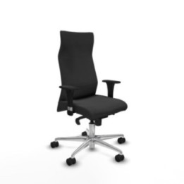 Albacete dirección sincro similpiel gris oscuro brazos 1D cromados base aluminio ruedas 65 nailon