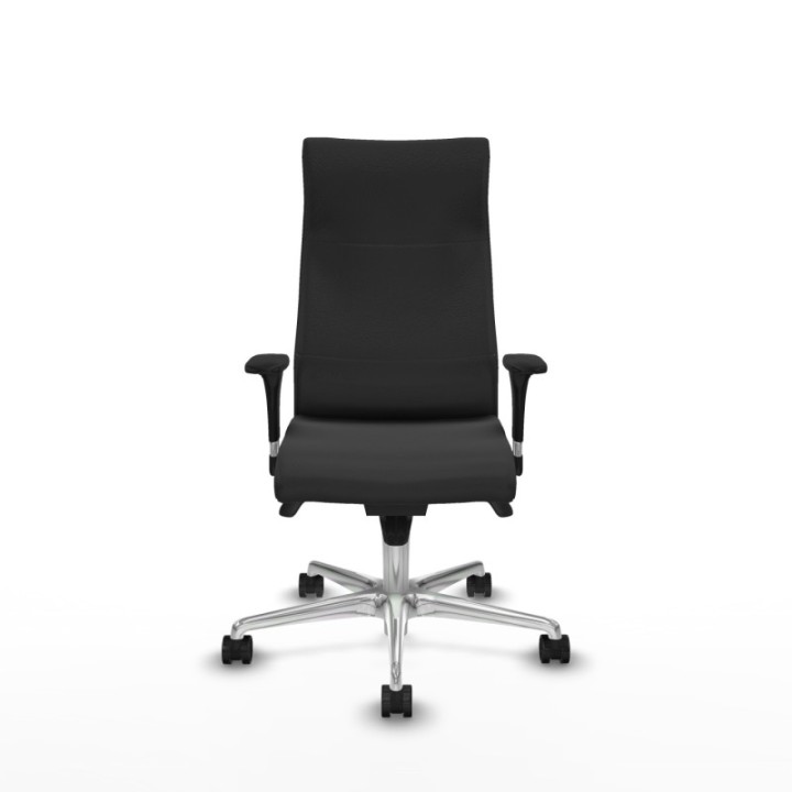 Albacete dirección sincro similpiel gris oscuro brazos 1D cromados base aluminio ruedas 65 nailon