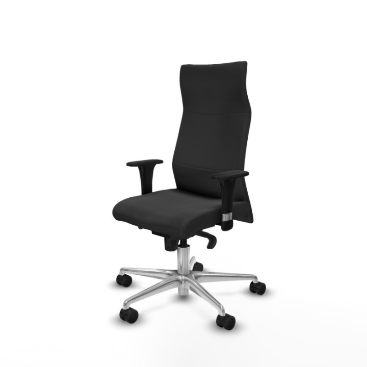 Albacete dirección sincro similpiel gris oscuro brazos 1D cromados base aluminio ruedas 65 nailon