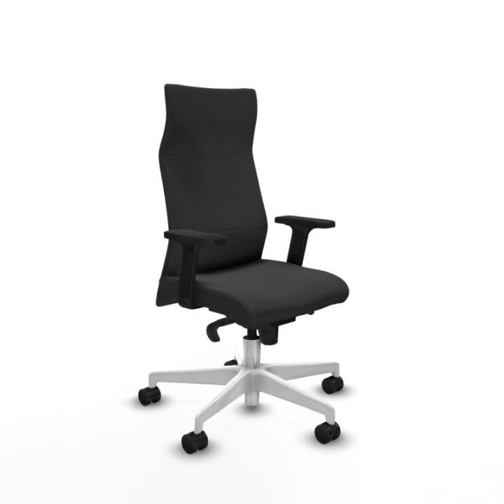 Albacete dirección sincro similpiel gris oscuro brazos 2D base blanca ruedas 65 nailon