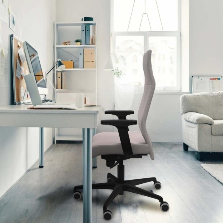 Albacete dirección sincro similpiel gris oscuro brazos 2D base nailon ruedas 65 engomadas