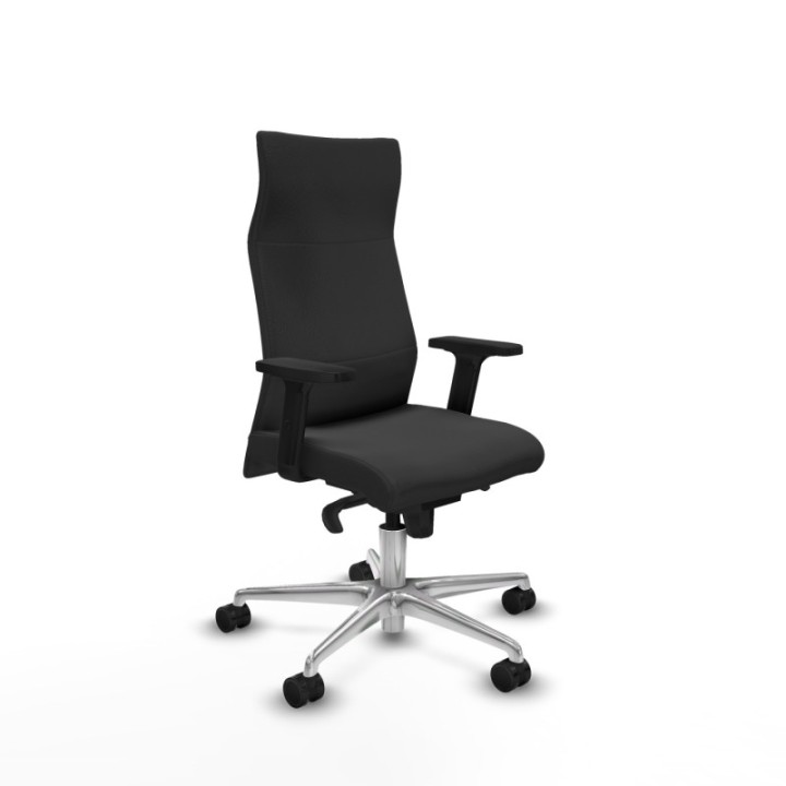 Albacete dirección sincro similpiel gris oscuro brazos 2D base aluminio ruedas 65 nailon