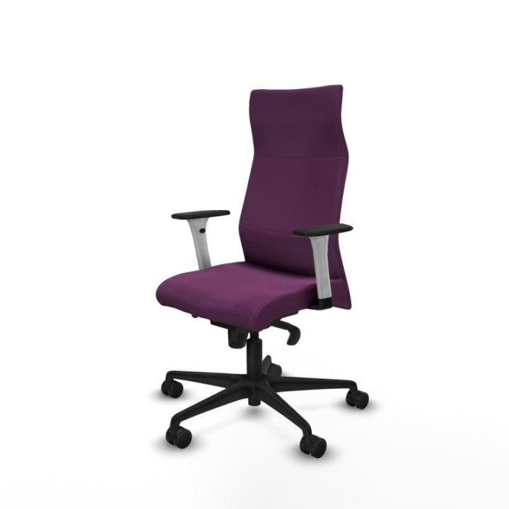 Albacete dirección sincro similpiel morado brazos 1D blancos base nailon ruedas 65 nailon