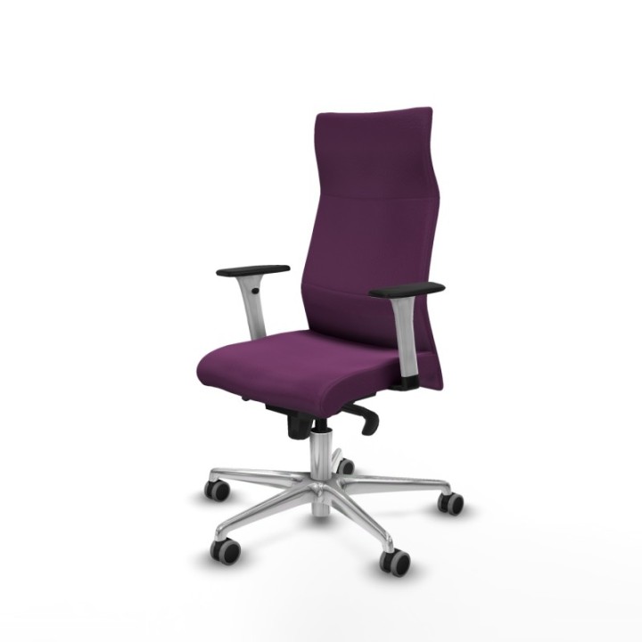 Albacete dirección sincro similpiel morado brazos 1D blancos base aluminio ruedas 65 engomadas