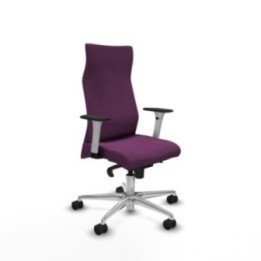 Albacete dirección sincro similpiel morado brazos 1D blancos base aluminio ruedas 65 nailon