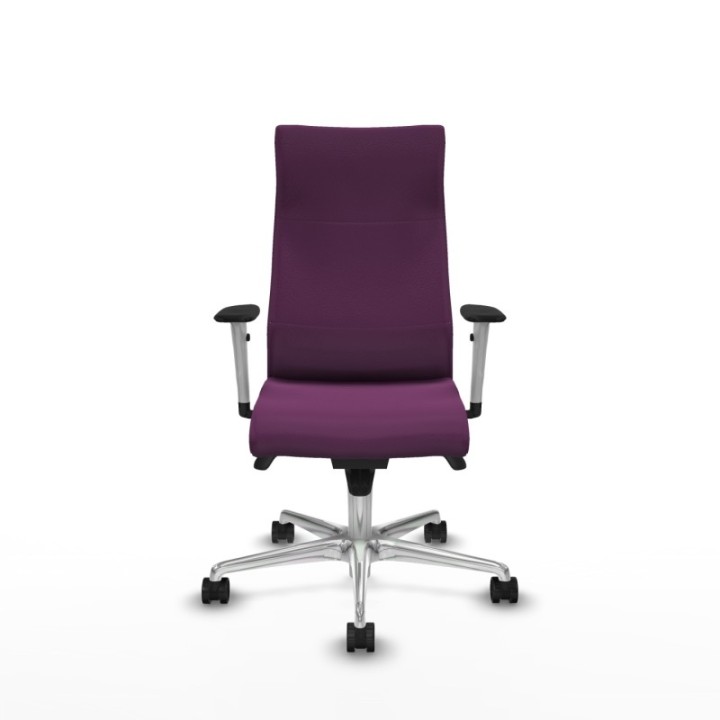 Albacete dirección sincro similpiel morado brazos 1D blancos base aluminio ruedas 65 nailon