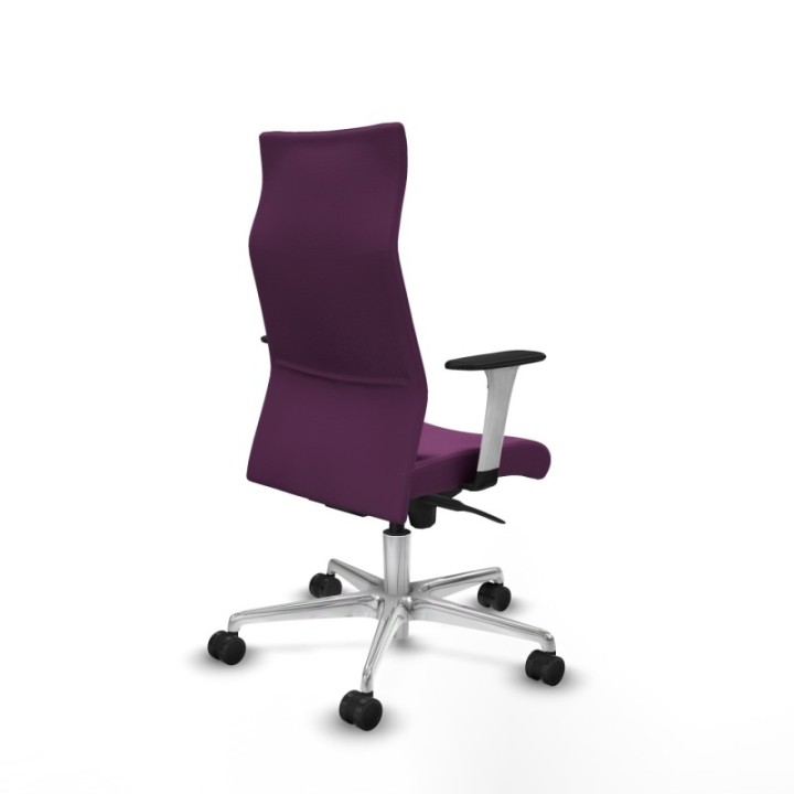 Albacete dirección sincro similpiel morado brazos 1D blancos base aluminio ruedas 65 nailon