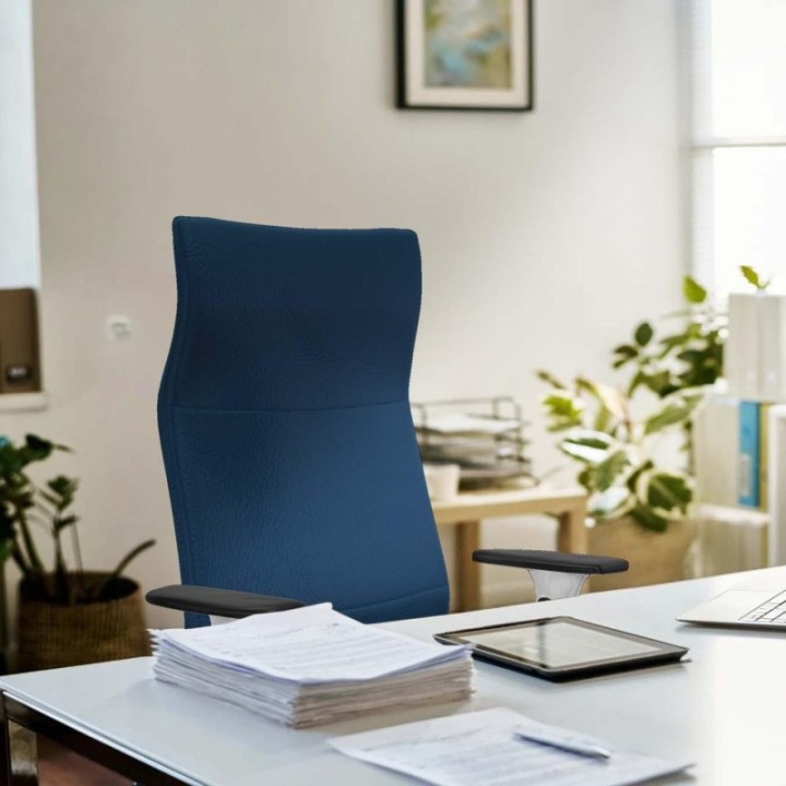 Albacete dirección sincro similpiel morado brazos 1D blancos base aluminio ruedas 65 nailon