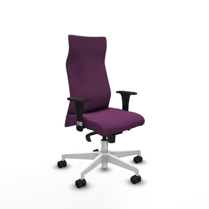 Albacete dirección sincro similpiel morado brazos 1D cromados base blanca ruedas 65 nailon