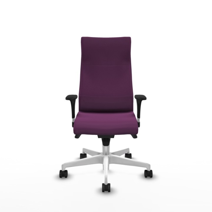 Albacete dirección sincro similpiel morado brazos 1D cromados base blanca ruedas 65 nailon