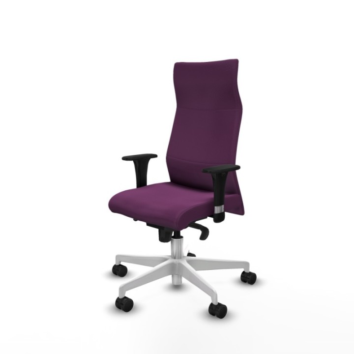 Albacete dirección sincro similpiel morado brazos 1D cromados base blanca ruedas 65 nailon