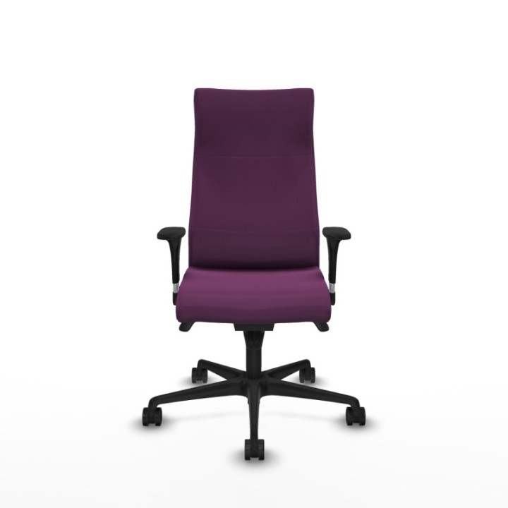 Albacete dirección sincro similpiel morado brazos 1D cromados base nailon ruedas 65 nailon