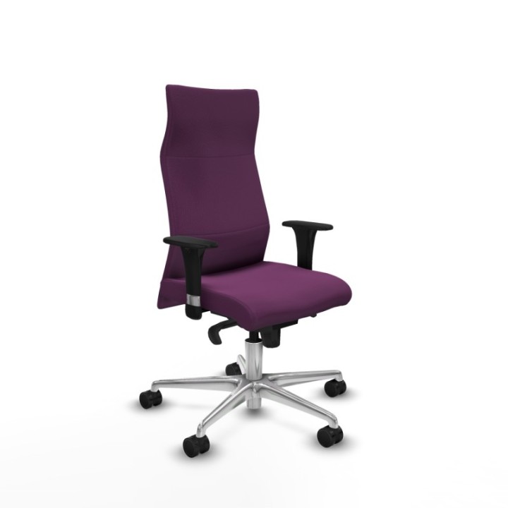 Albacete dirección sincro similpiel morado brazos 1D cromados base aluminio ruedas 65 nailon