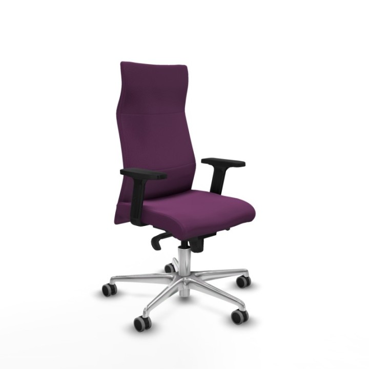 Albacete dirección sincro similpiel morado brazos 2D base aluminio ruedas 65 engomadas