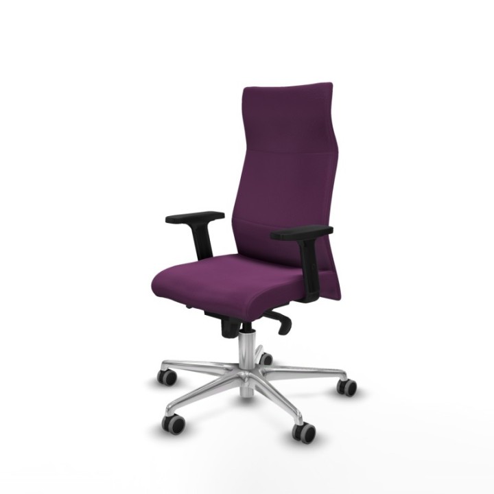 Albacete dirección sincro similpiel morado brazos 2D base aluminio ruedas 65 engomadas