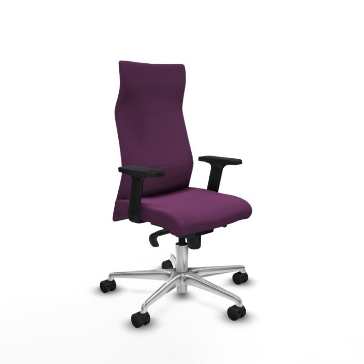 Albacete dirección sincro similpiel morado brazos 2D base aluminio ruedas 65 nailon