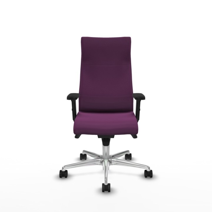 Albacete dirección sincro similpiel morado brazos 2D base aluminio ruedas 65 nailon