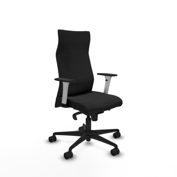 Albacete dirección sincro similpiel negro brazos 1D blancos base nailon ruedas 65 nailon