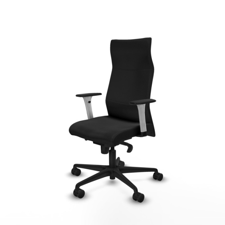 Albacete dirección sincro similpiel negro brazos 1D blancos base nailon ruedas 65 nailon