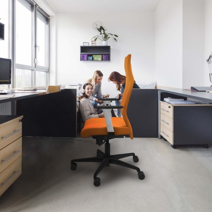 Albacete dirección sincro similpiel negro brazos 1D blancos base nailon ruedas 65 nailon