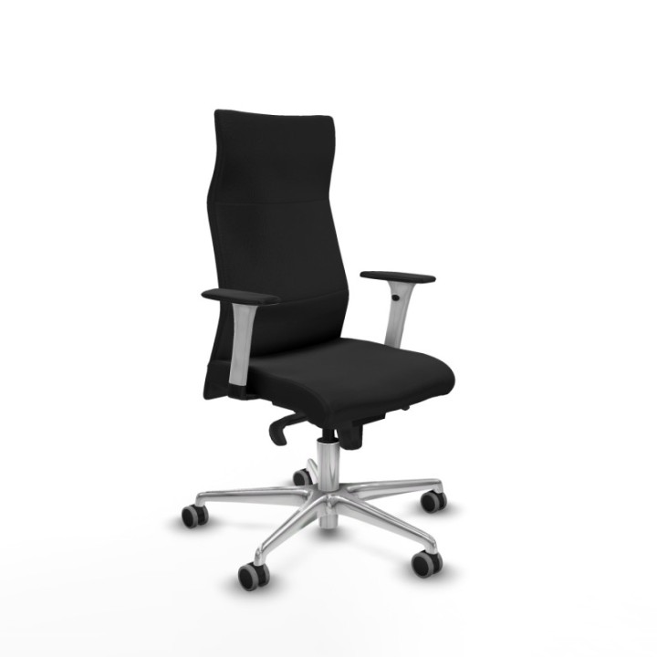 Albacete dirección sincro similpiel negro brazos 1D blancos base aluminio ruedas 65 engomadas