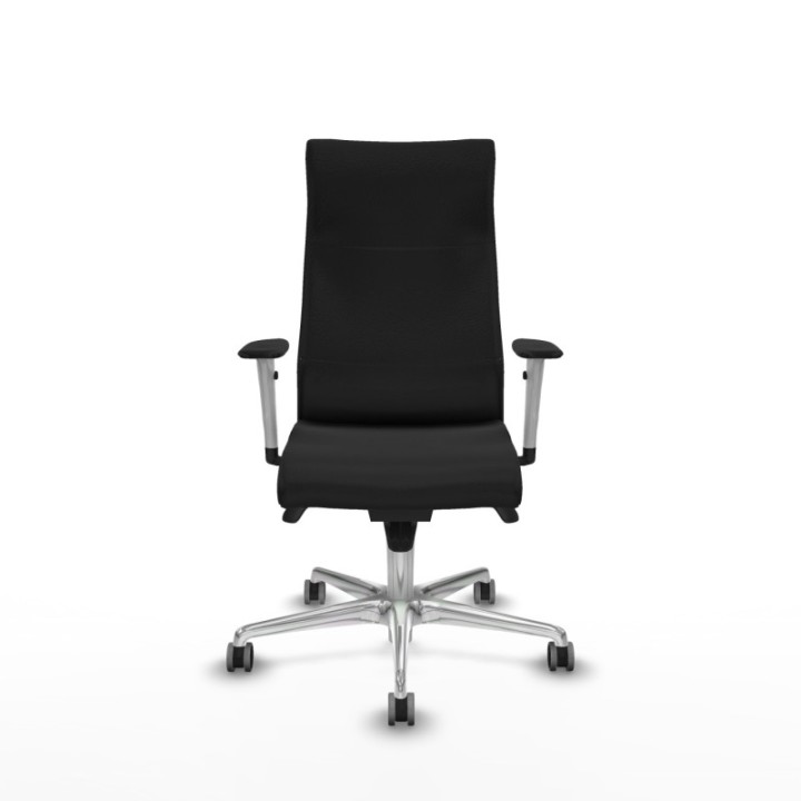 Albacete dirección sincro similpiel negro brazos 1D blancos base aluminio ruedas 65 engomadas