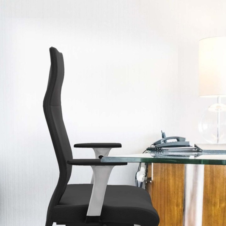 Albacete dirección sincro similpiel negro brazos 1D blancos base aluminio ruedas 65 engomadas