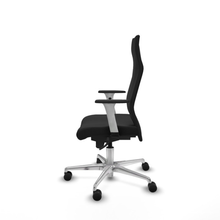 Albacete dirección sincro similpiel negro brazos 1D blancos base aluminio ruedas 65 nailon