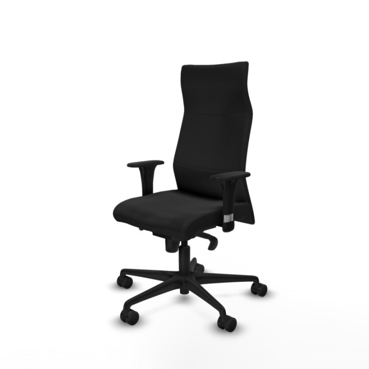 Albacete dirección sincro similpiel negro brazos 1D cromados base nailon ruedas 65 nailon