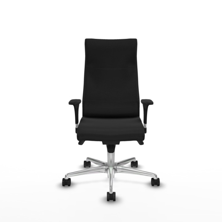 Albacete dirección sincro similpiel negro brazos 1D cromados base aluminio ruedas 65 nailon